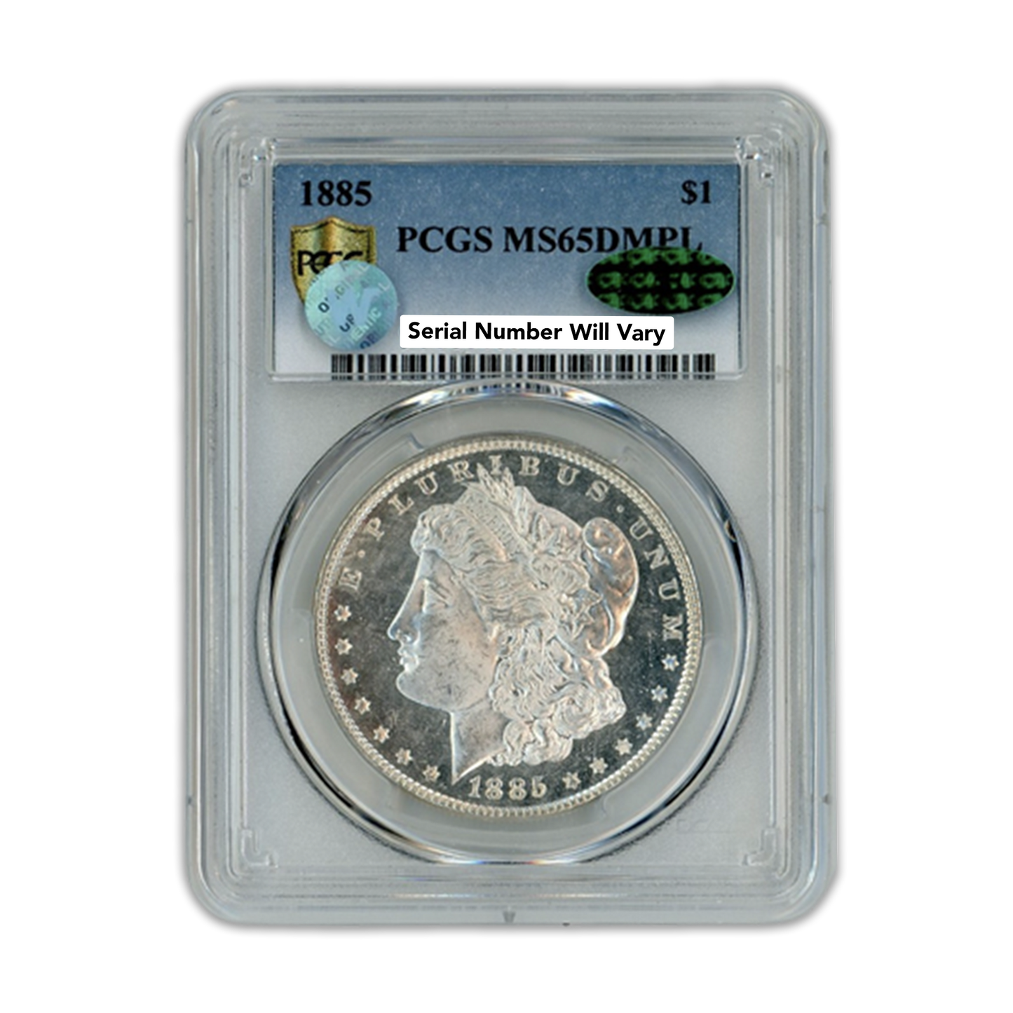 1885 Morgan Silver Dollar Philadelphia - CAC Label - PCGS MS65DMPL