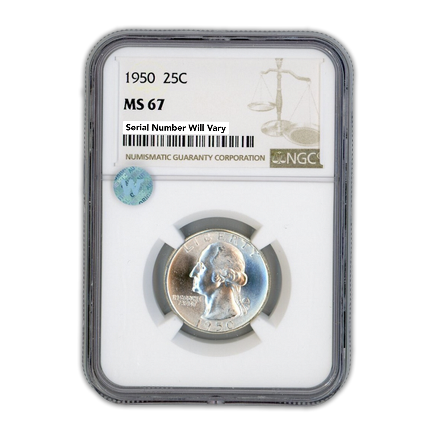 1950 Washington Silver Quarter Philadelphia - NGC MS67 Sight White