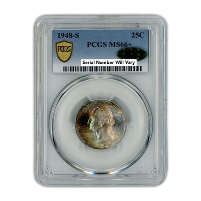 1948-S Washington Quarter - Toning - PCGS MS66+ CAC Label