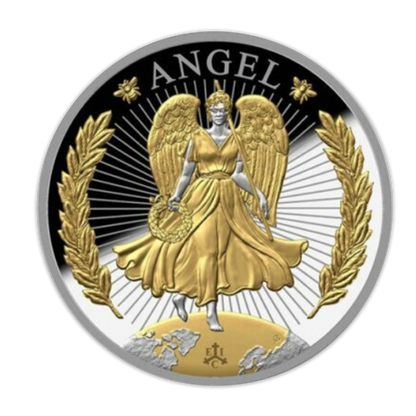 2023 1 oz Saint Helena Lucky Angel Silver - Gold Gile Proof
