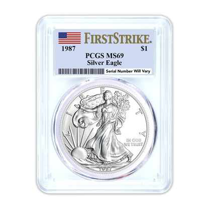 1987 Silver Eagle - First Strike - PCGS MS69 Flag Label