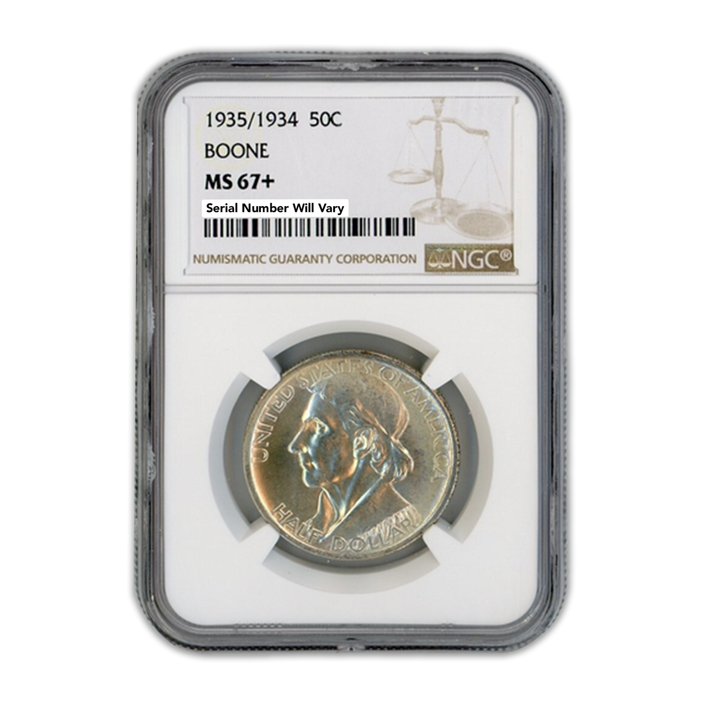 1935/1934 Daniel Boone Half Dollar Commemorative - NGC MS67+