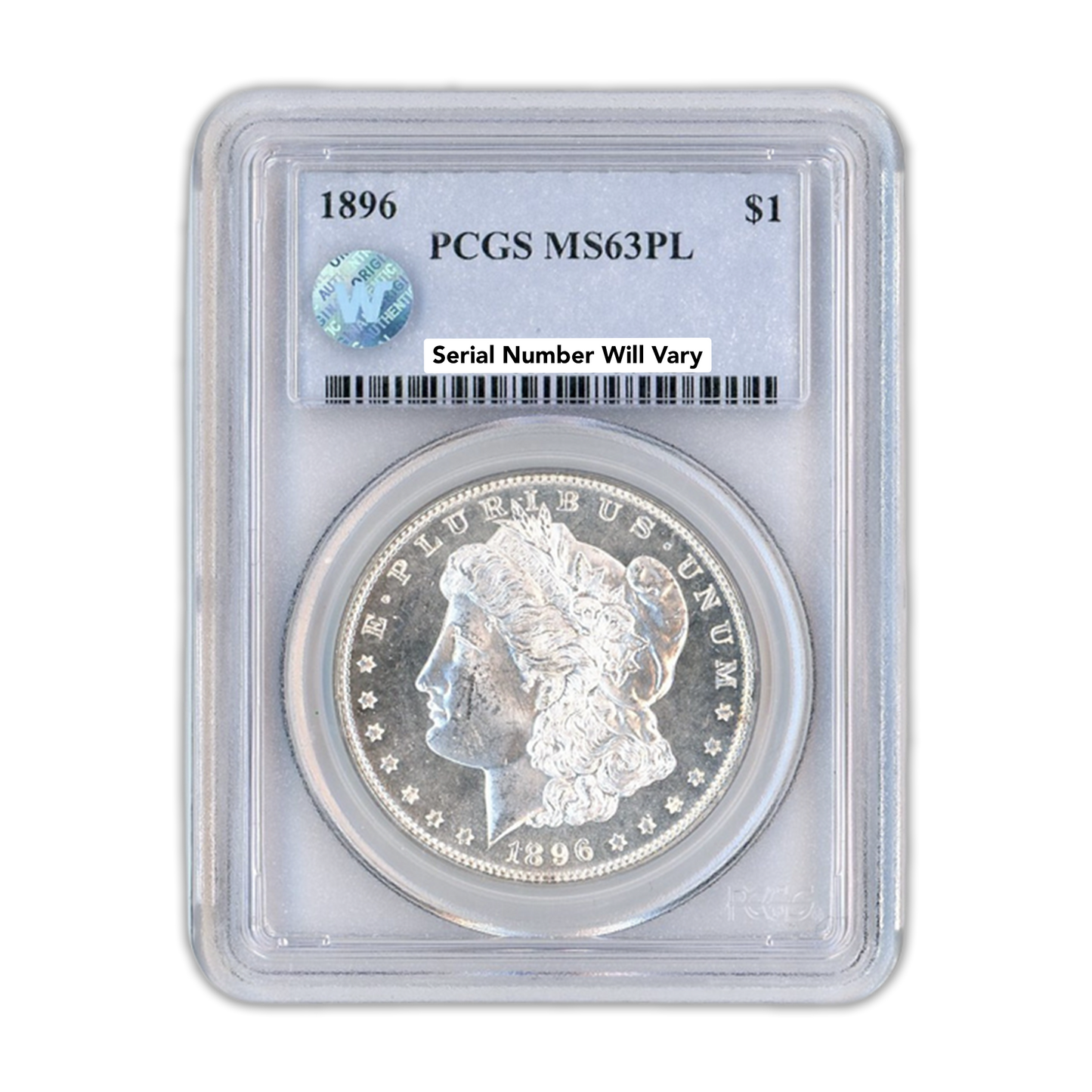 1896 Morgan Silver Dollar Philadelphia - PCGS MS63 PL Sight White