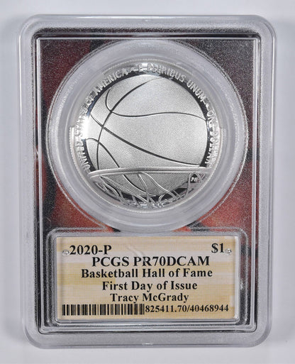 2020 Basketball Hall of Fame Silver Dollar Commemorative - PCGS PR70 McGrady Signature