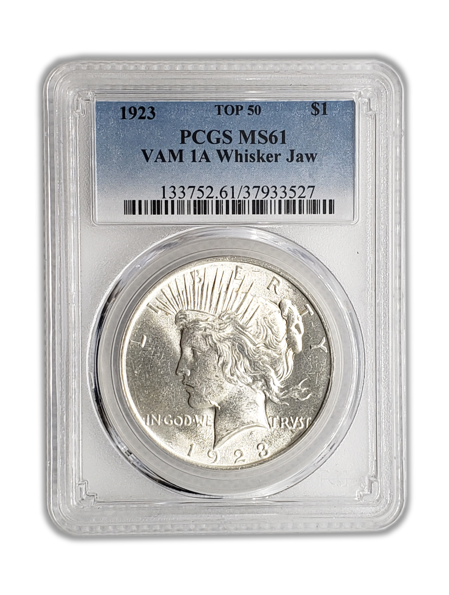 1923 Peace Silver Dollar Philadelphia - PCGS MS61 VAM 1A Whisker Jaw