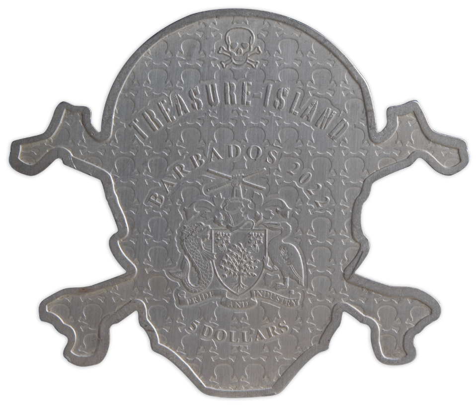 2022 5 oz Treasure Island Silver Skull