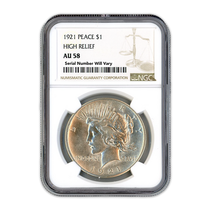 1921 Peace Silver Dollar - High Relief - NGC AU58