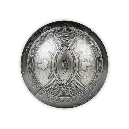 2022 Silver Djibouti BIG 5 Rhinoceros Spherical Antique Finish Coin