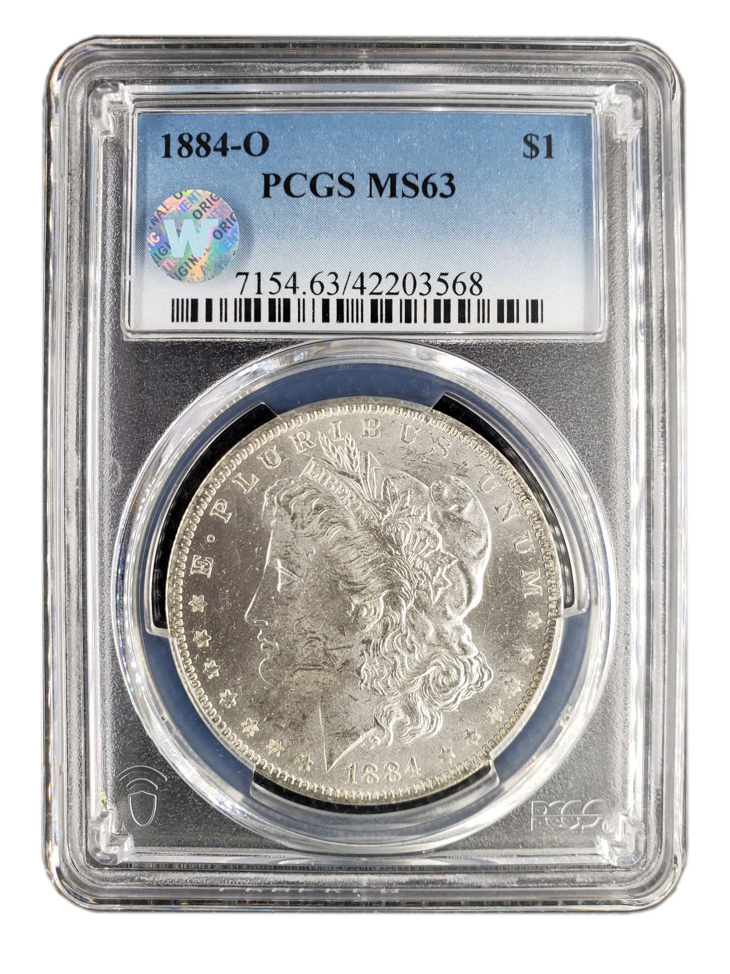 1884 Morgan Silver Dollar New Orleans - PCGS MS63 Sight White