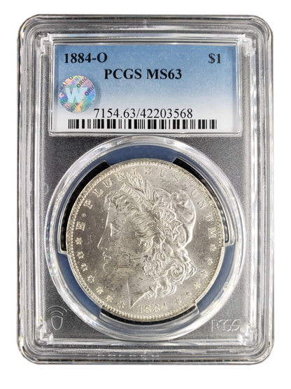 1884 Morgan Silver Dollar New Orleans - PCGS MS63 Sight White