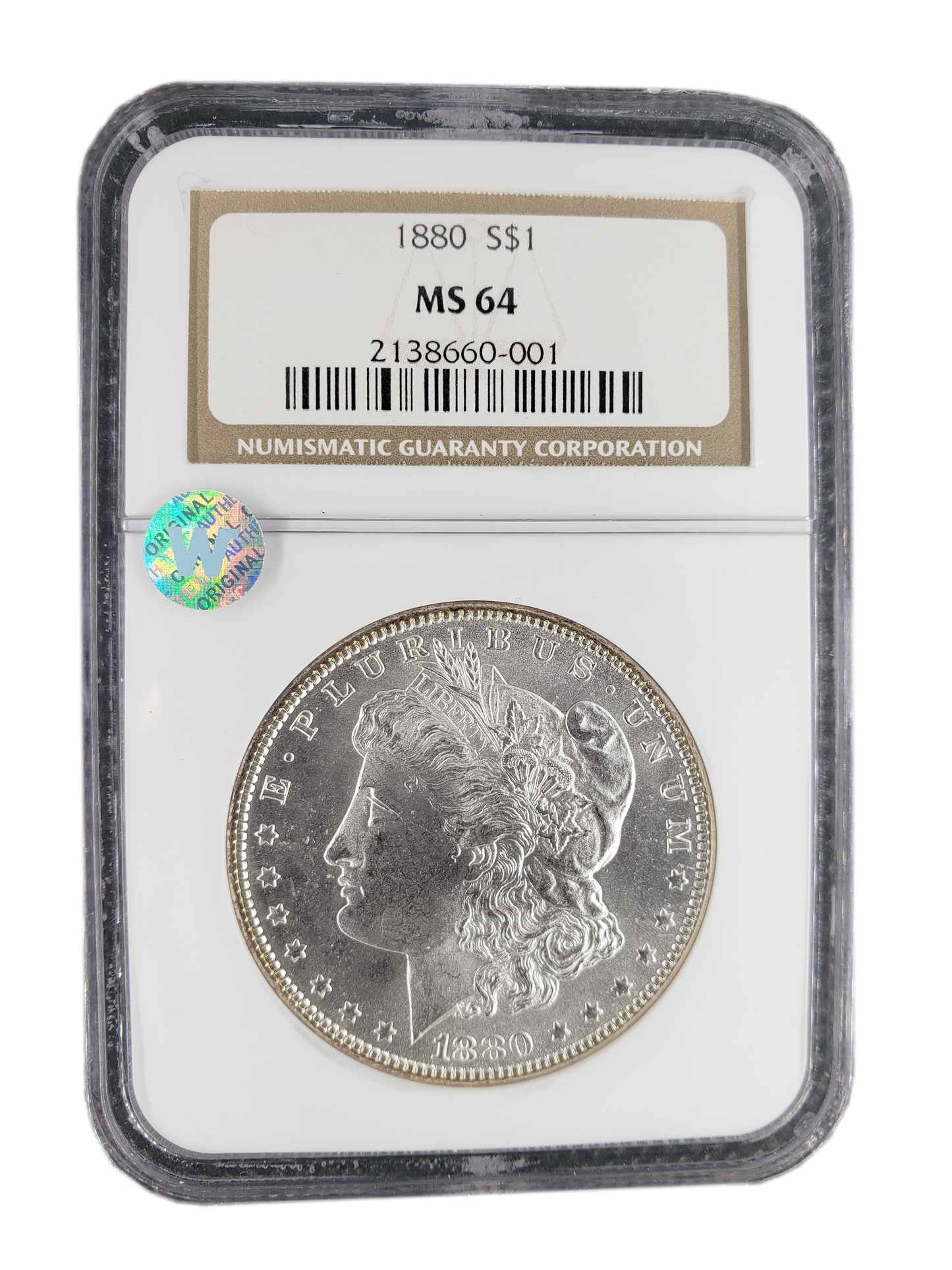 1880 Morgan Silver Dollar Philadelphia - NGC MS64 Sight White