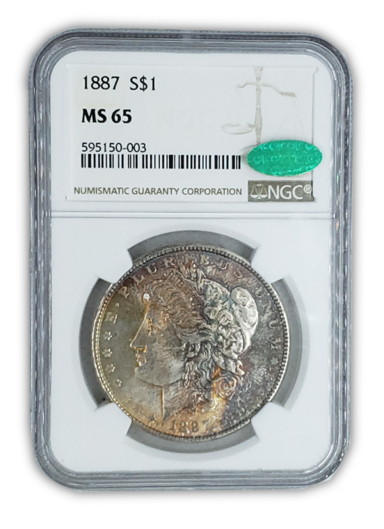 1887 Morgan Silver Dollar Philadelphia - NGC MS65 CAC - Toned