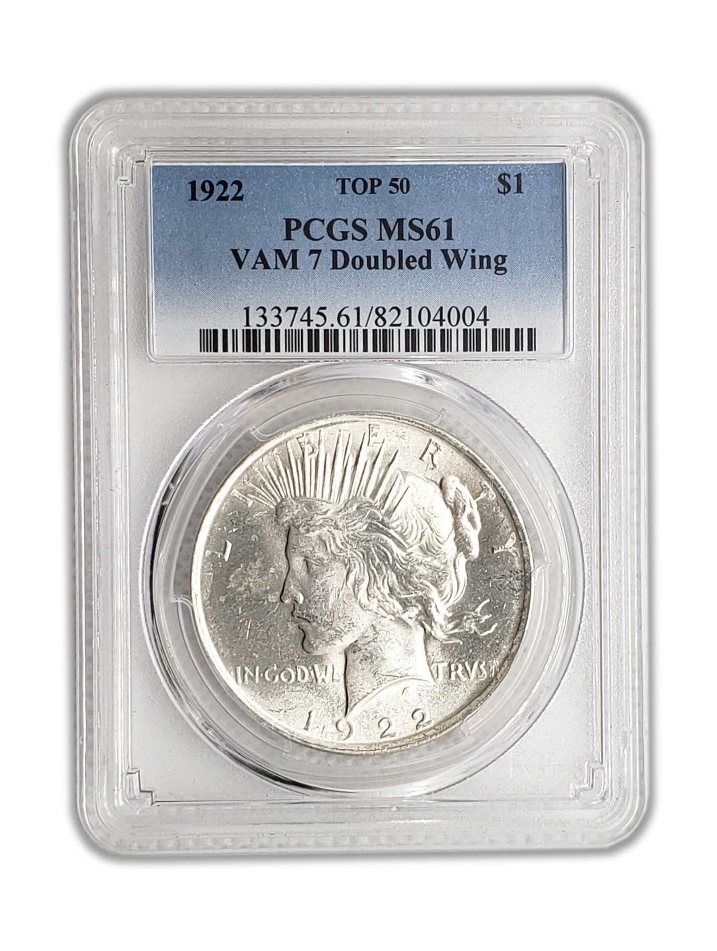 1922 Peace Silver Dollar Philadelphia - PCGS MS61 VAM 7 Doubled Wing