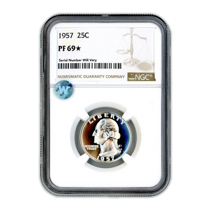 1957 Washington Silver Quarters - NGC PF69* Rare Sight White