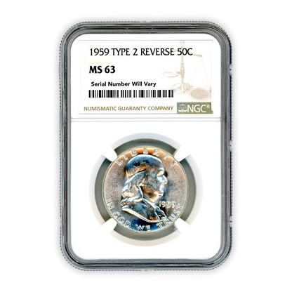 1959 Franklin Half Dollar - Type 2 Reverse NGC MS63
