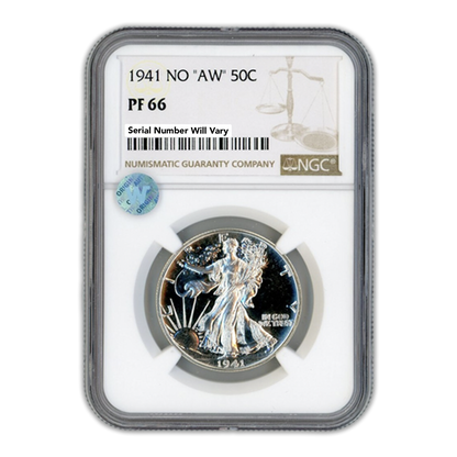 1941 Walking Liberty Silver Half Dollar - NO AW - NGC PF66 Sight White