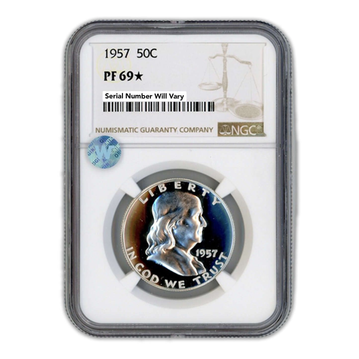 1957 Franklin Silver Half Dollar - NGC PF69* Rare Sight White