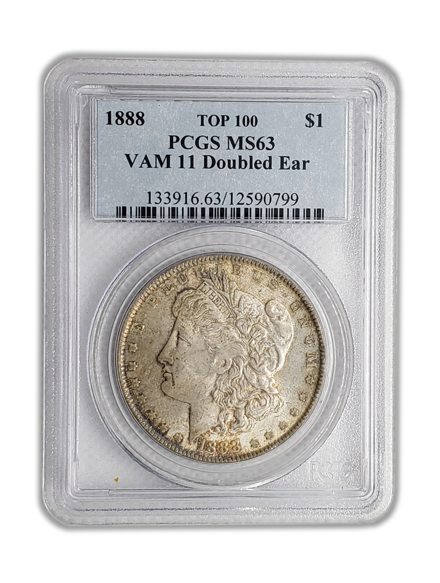 1888 Morgan Silver Dollar Philadelphia - PCGS MS63 Doubled Ear