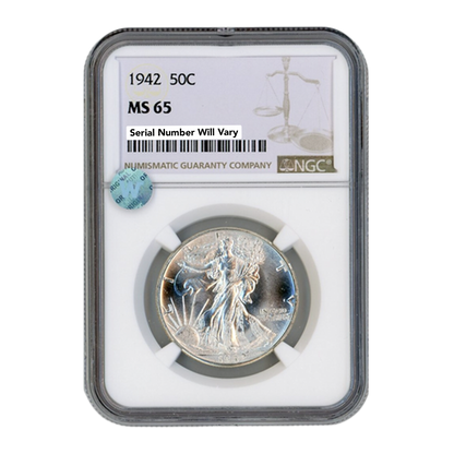 1942 Walking Liberty Silver Half Dollar - NGC MS65 Sight White