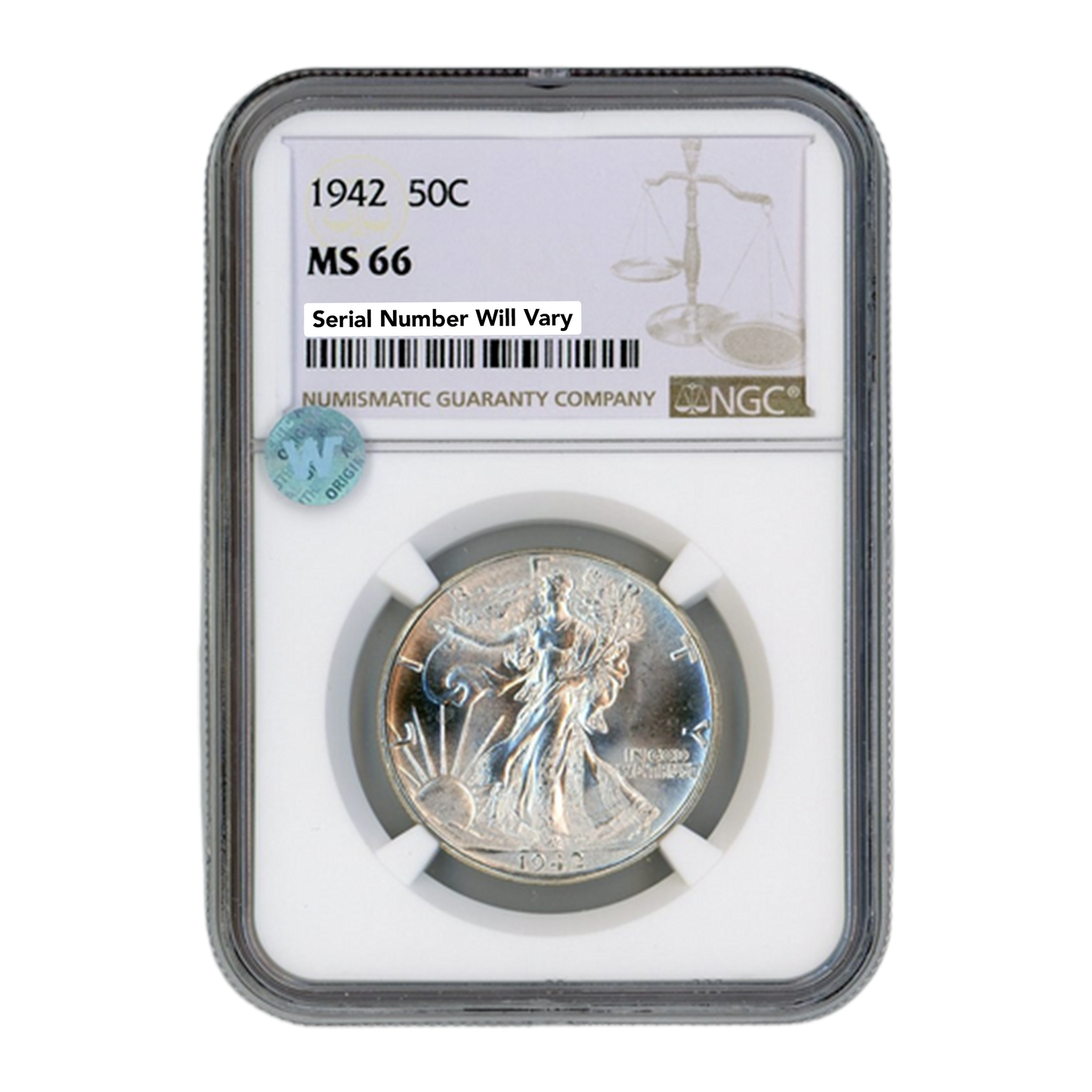 1942 Walking Liberty Silver Half Dollar - NGC MS66 Sight White