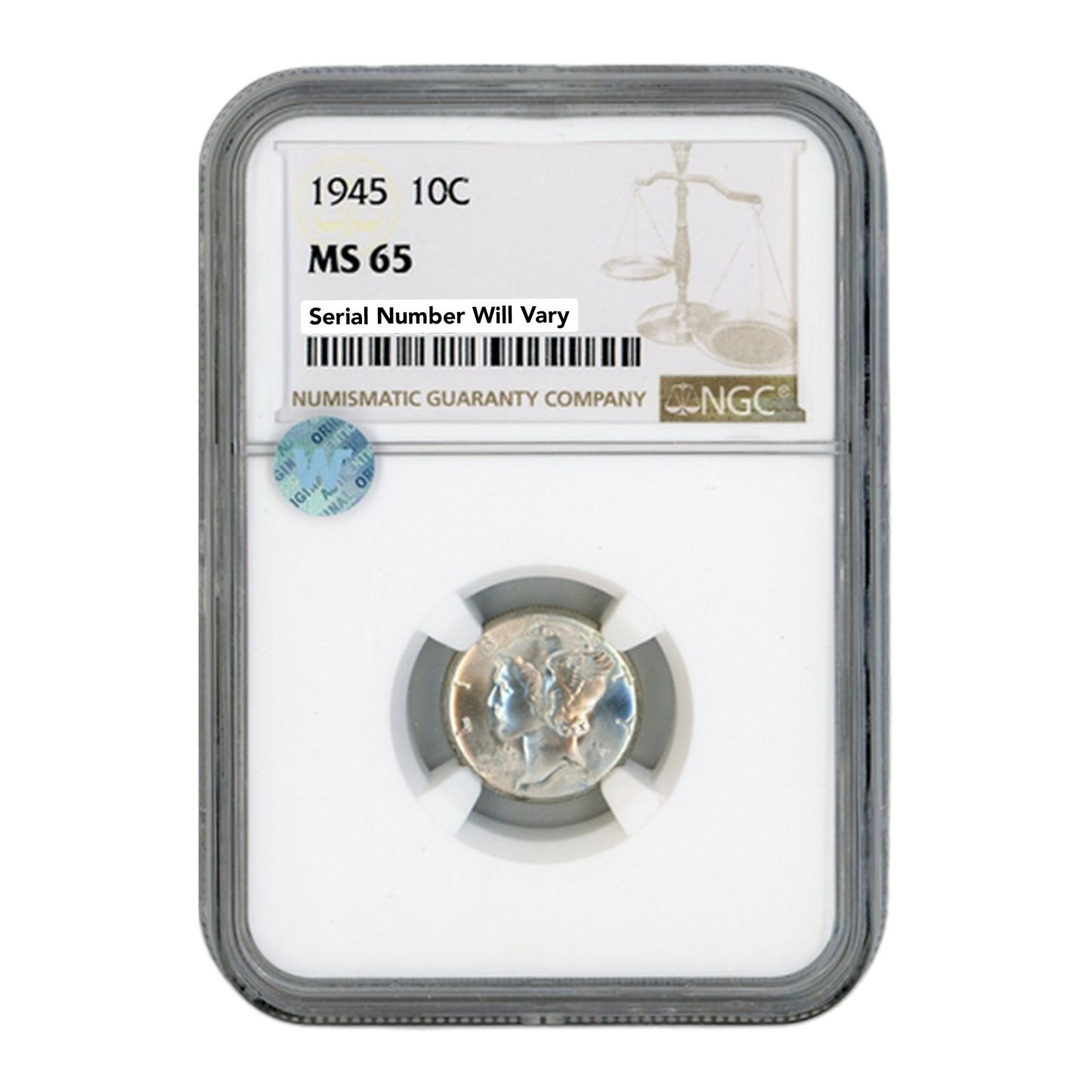 1945 Mercury Dime - NGC MS65 Sight White