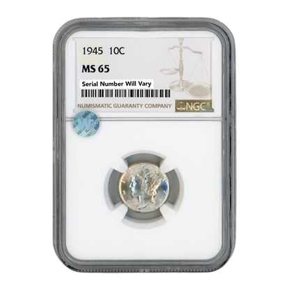 1945 Mercury Dime - NGC MS65 Sight White