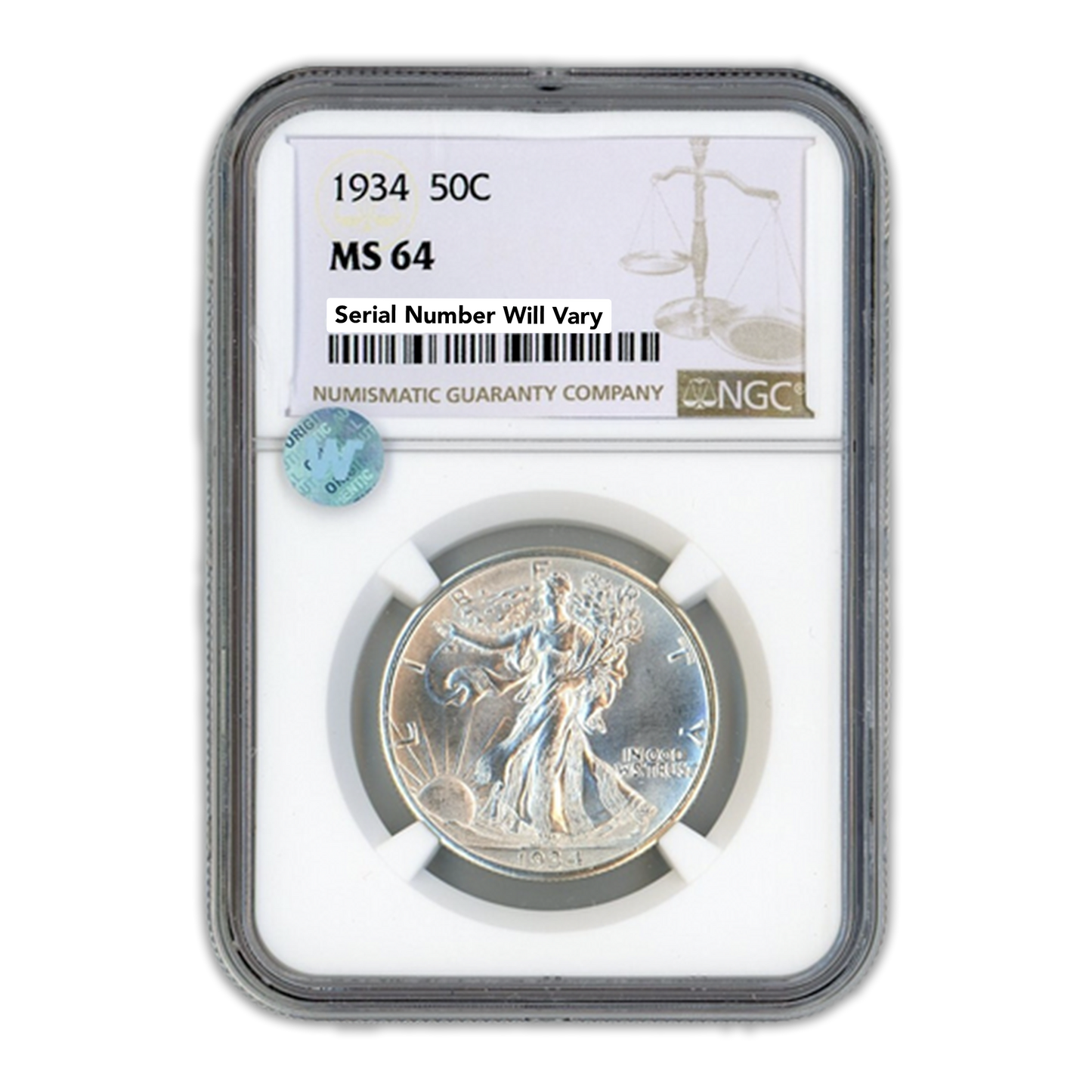 1934 Walking Liberty Silver Half Dollar - NGC MS64 Sight White