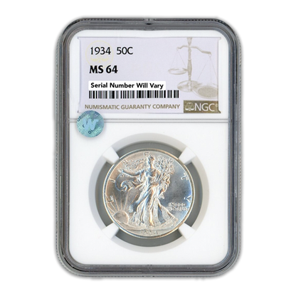 1934 Walking Liberty Silver Half Dollar - NGC MS64 Sight White