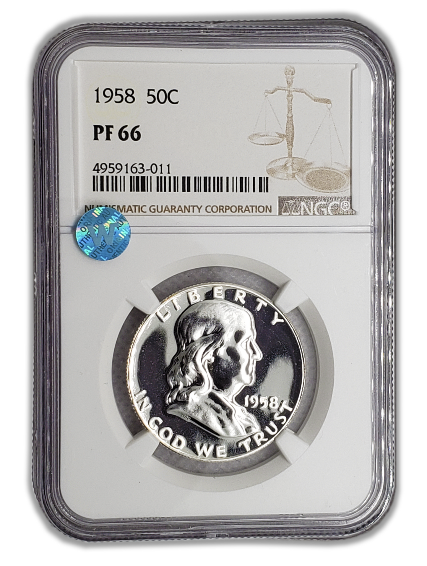 1958 Franklin Silver Half Dollar - NGC PF66 Sight White