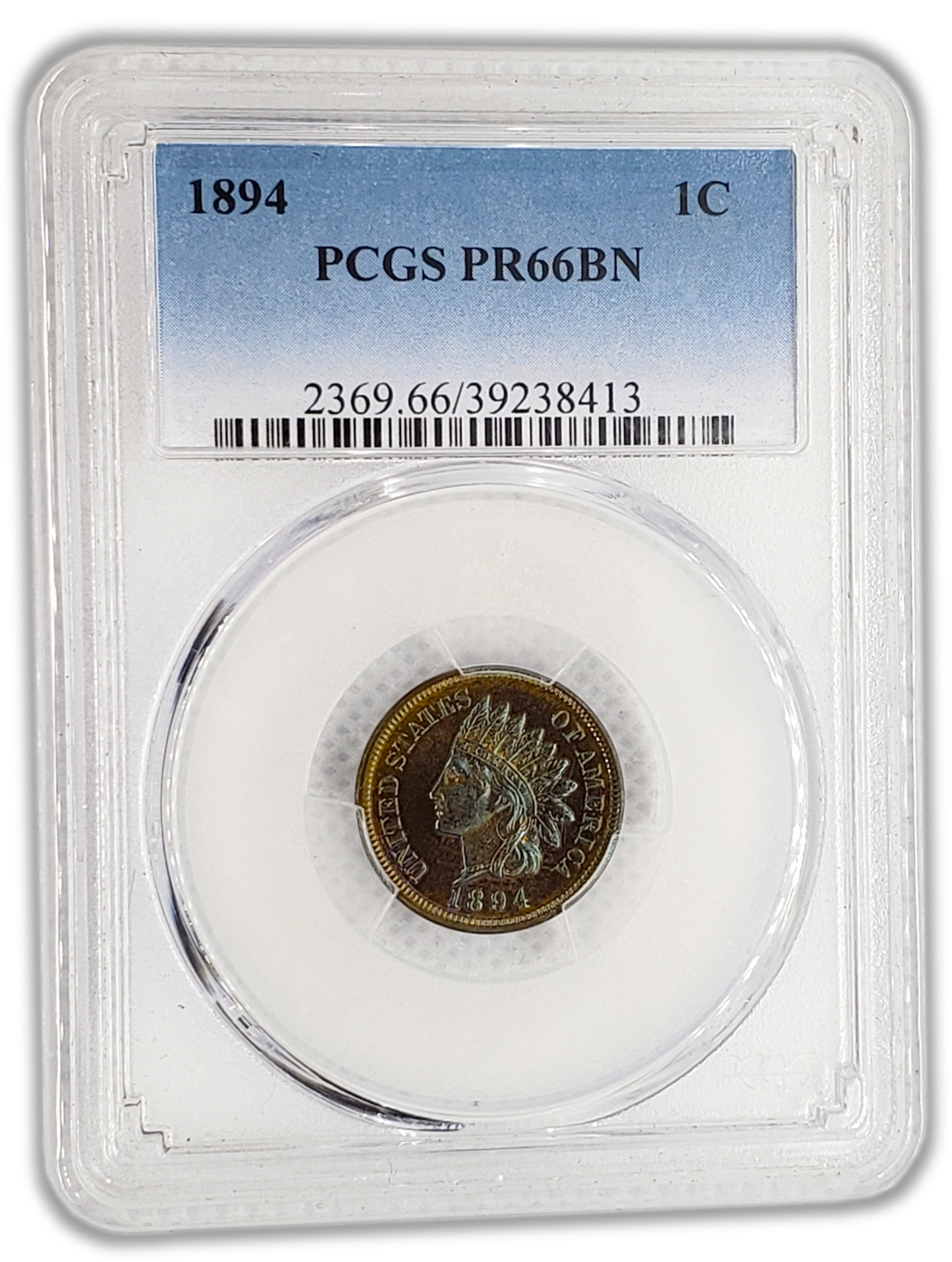 1894 Indian Cent Philadelphia Proof - PCGS PR66 BN Toned
