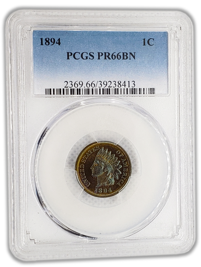 1894 Indian Cent Philadelphia Proof - PCGS PR66 BN Toned