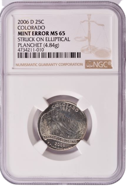 2006 Colorado Quarter Dollar Denver- Struck on Elliptical  NGC MS65