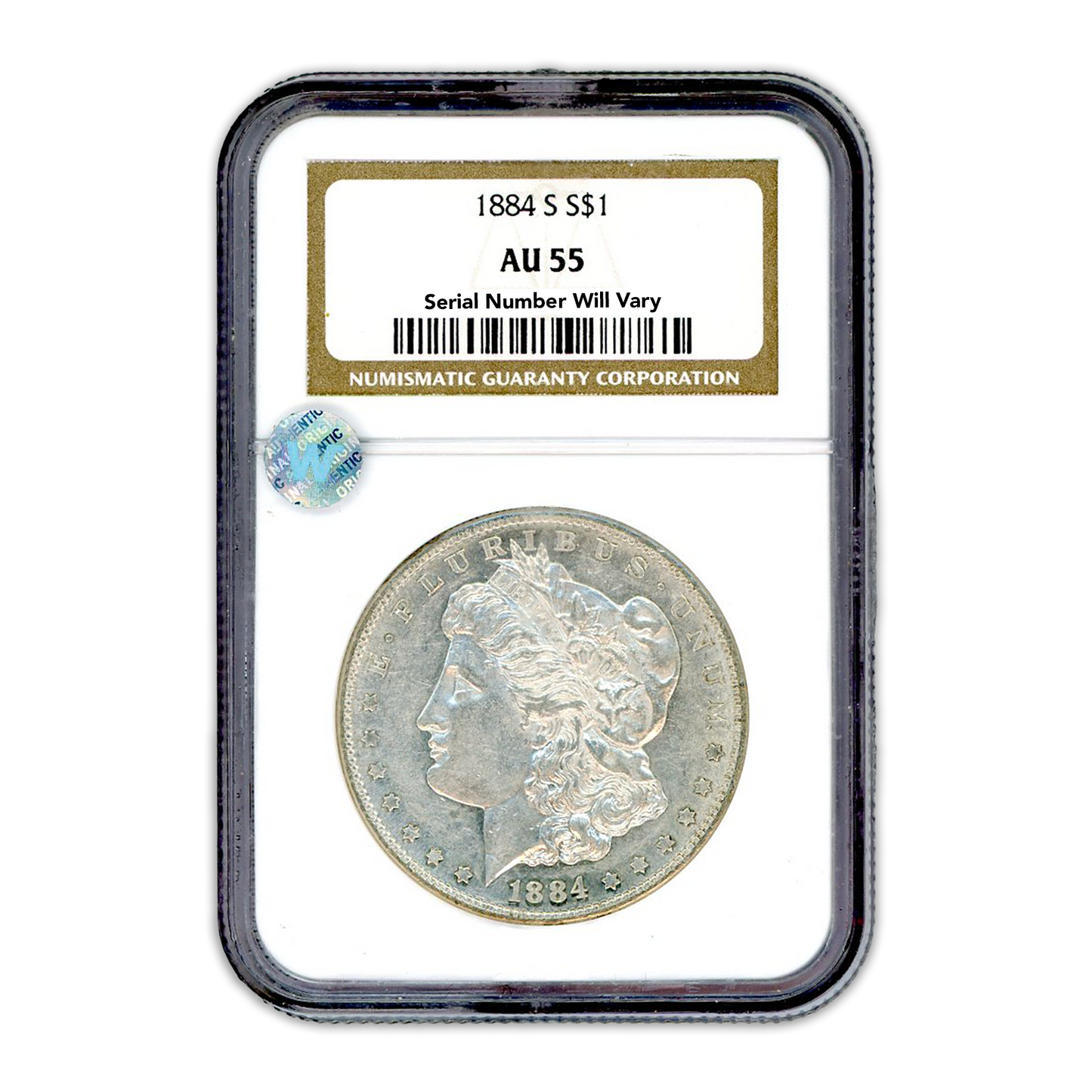 1884 S Morgan Dollar -  AU 55 NGC Sight White