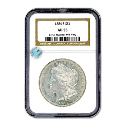 1884 S Morgan Dollar -  AU 55 NGC Sight White