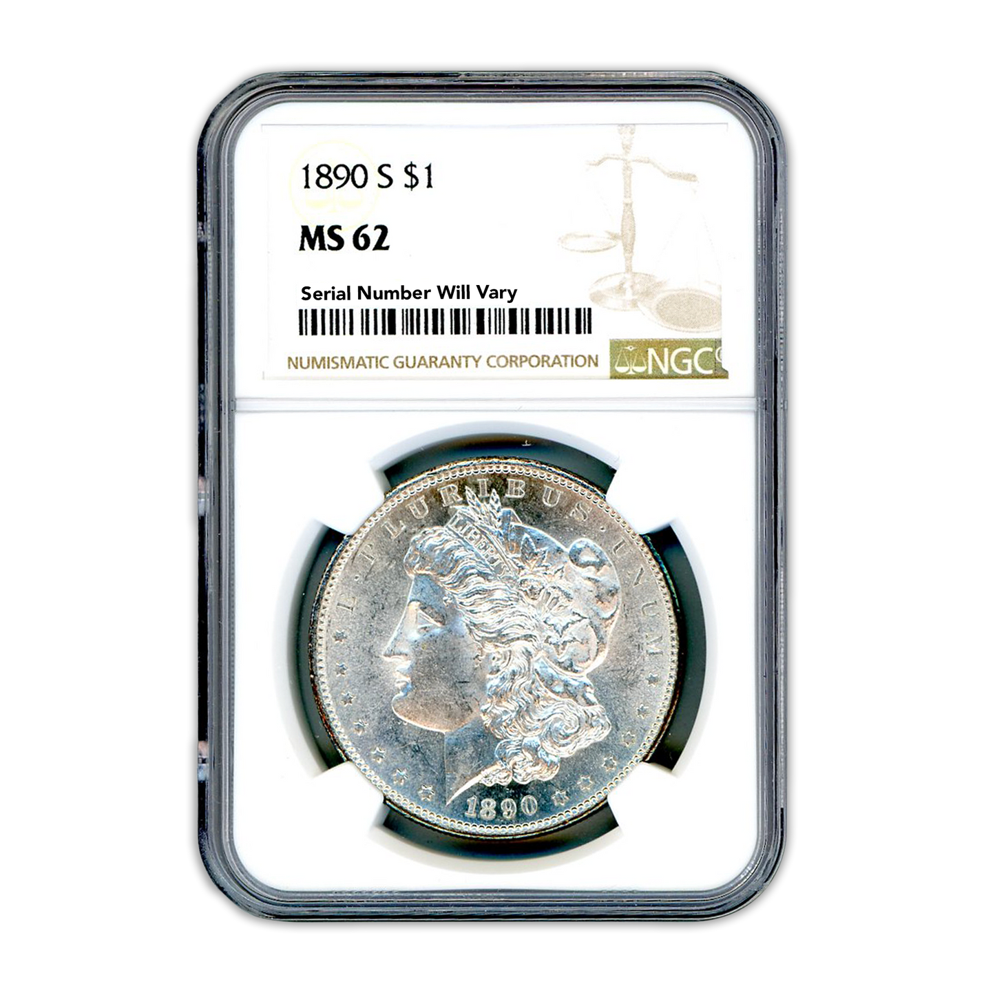 1890 S Morgan Silver Dollar -  NGC MS 62