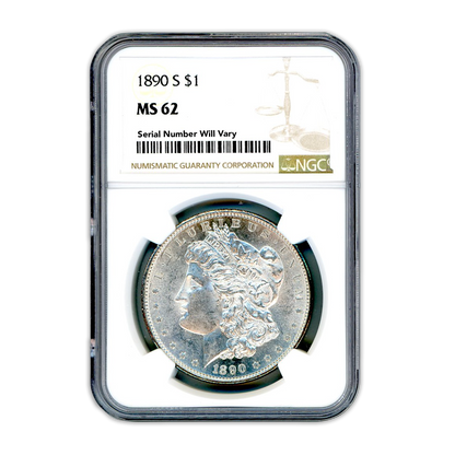 1890 S Morgan Silver Dollar -  NGC MS 62