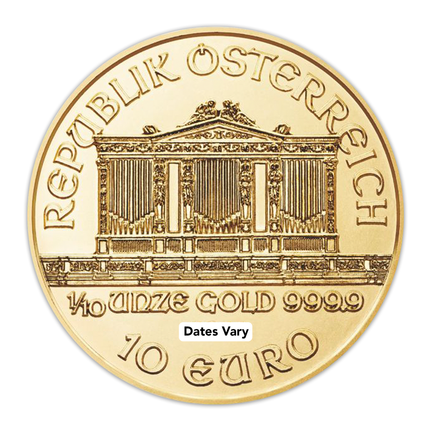 1/10 oz Austrian Philharmonic Gold Coin (Date Varies)