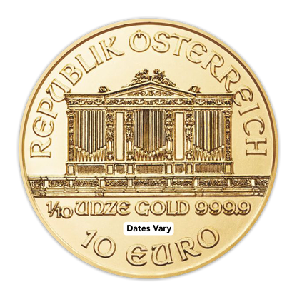1/10 oz Austrian Philharmonic Gold Coin (Date Varies)