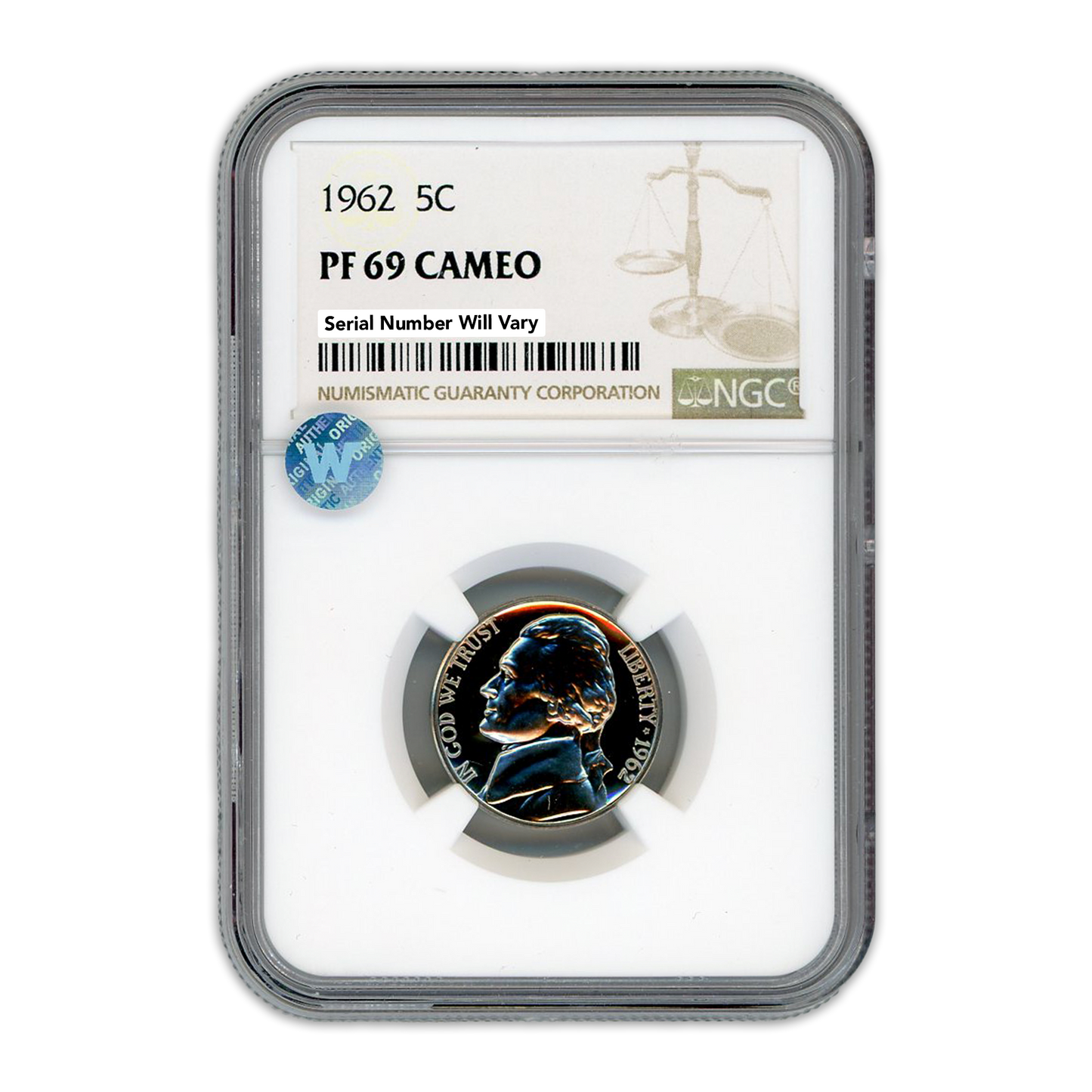 1962 Jefferson Nickel -  NGC PF69 Sight White Cameo