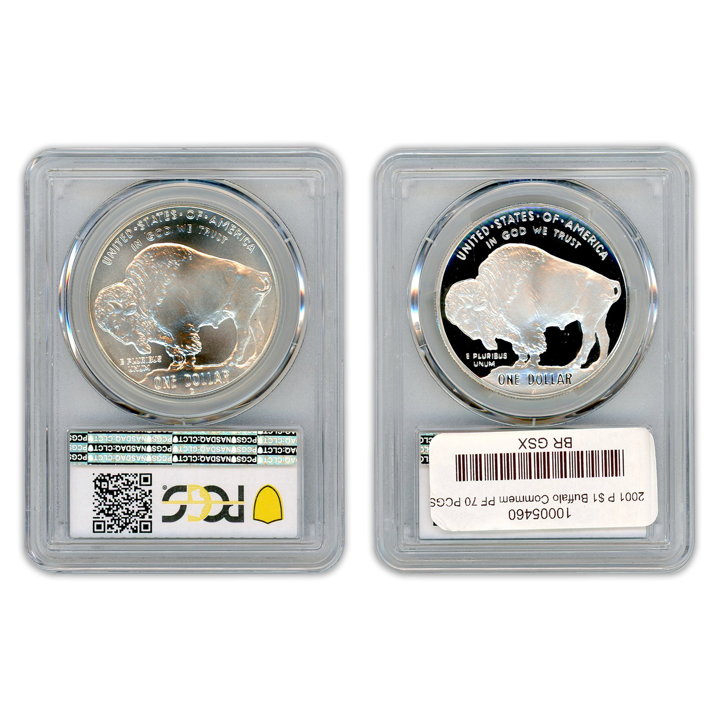 2001 Buffalo Silver Dollar 2 pc Set PCGS MS70 - PR70