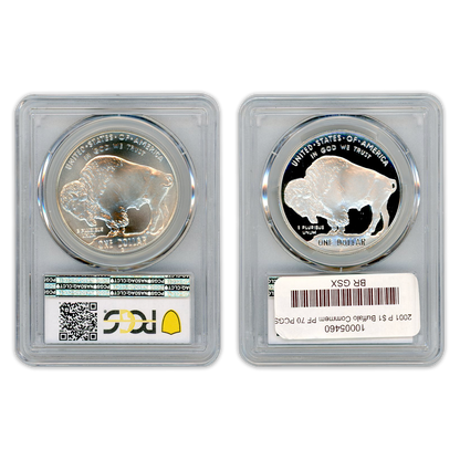 2001 Buffalo Silver Dollar 2 pc Set PCGS MS70 - PR70