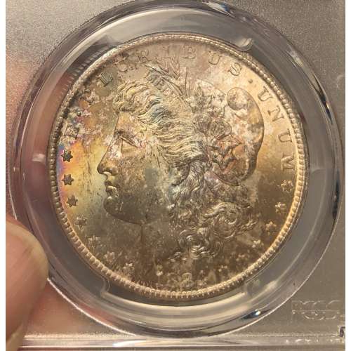 1884 Morgan Silver Dollar Carson City - PCGS MS64 Rainbow Toned