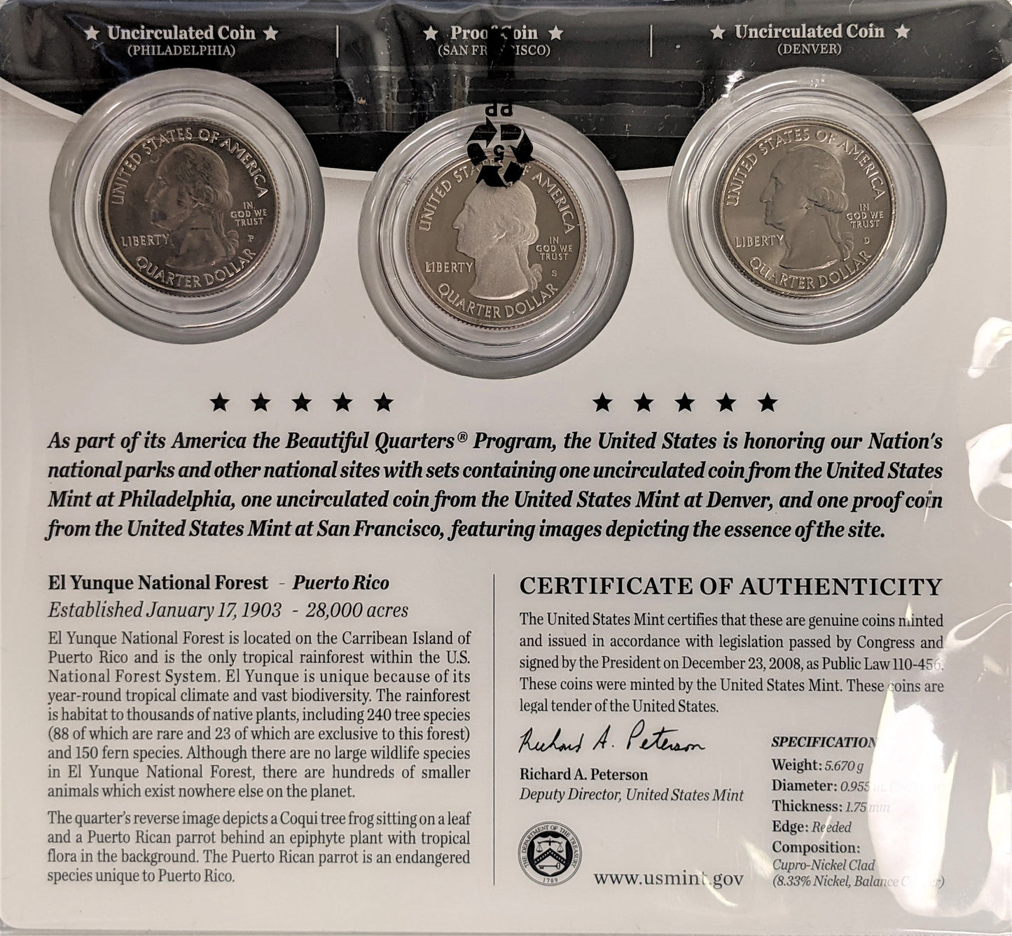 America The Beautiful Quarters - National Park Series El Yunque - Three Coin Set