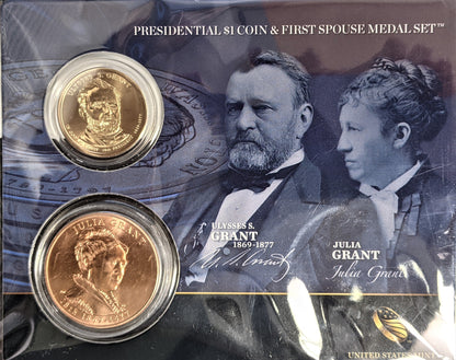 Presidential $1 Coin & First Spouse Bronze Medal Set - Ulysses S Grant