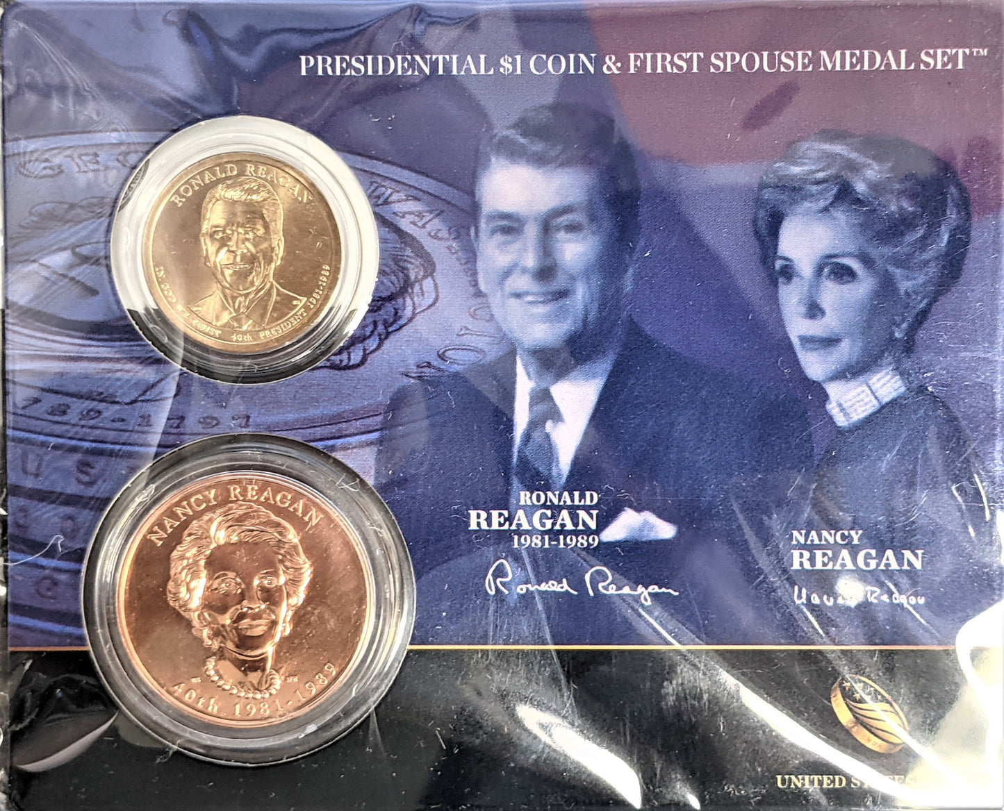 Presidential $1 Coin & First Spouse Bronze Medal Set - Ronald Reagan