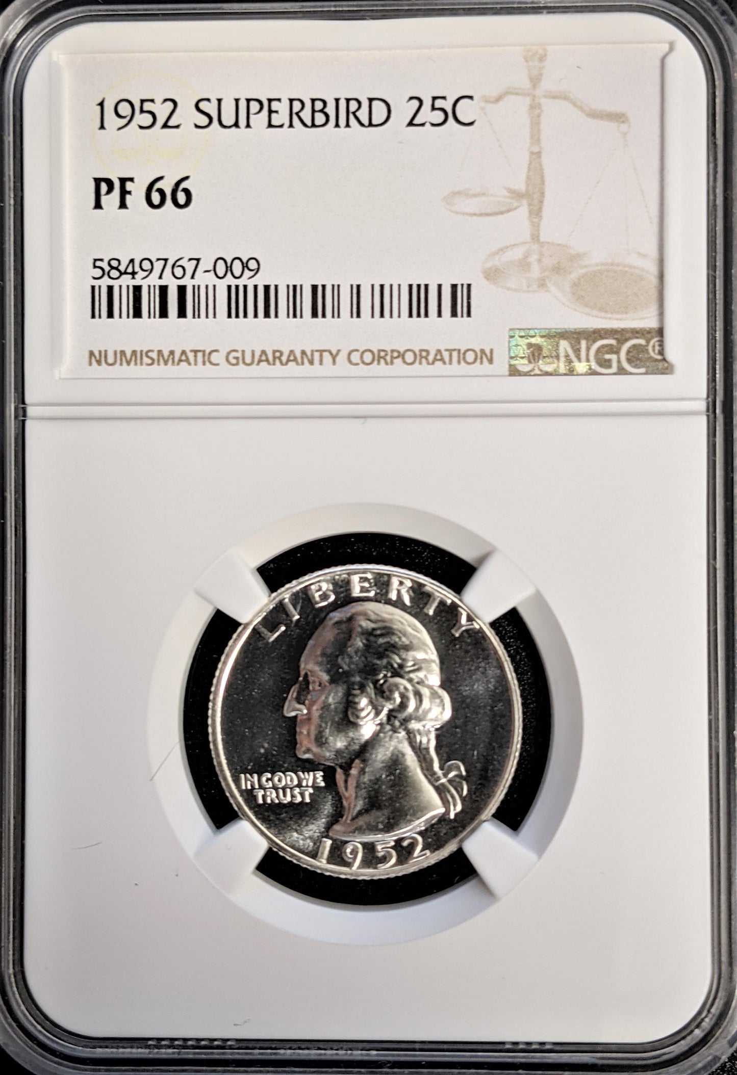 1952 Washington Silver Quarter - Superbird - NGC PF66