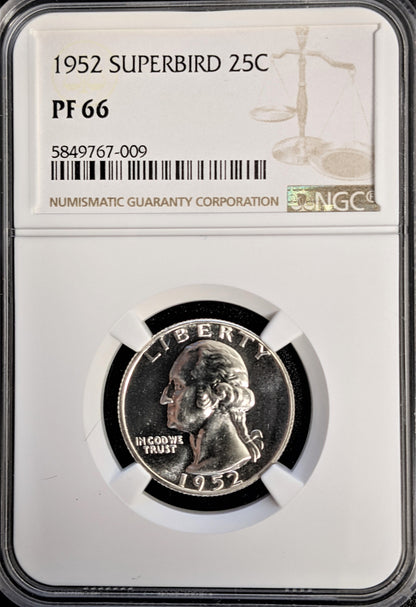 1952 Washington Silver Quarter - Superbird - NGC PF66