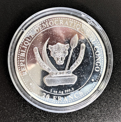2020 Prehistoric Life T-Rex 1 Oz Silver - Congo - Brilliant Uncirculated