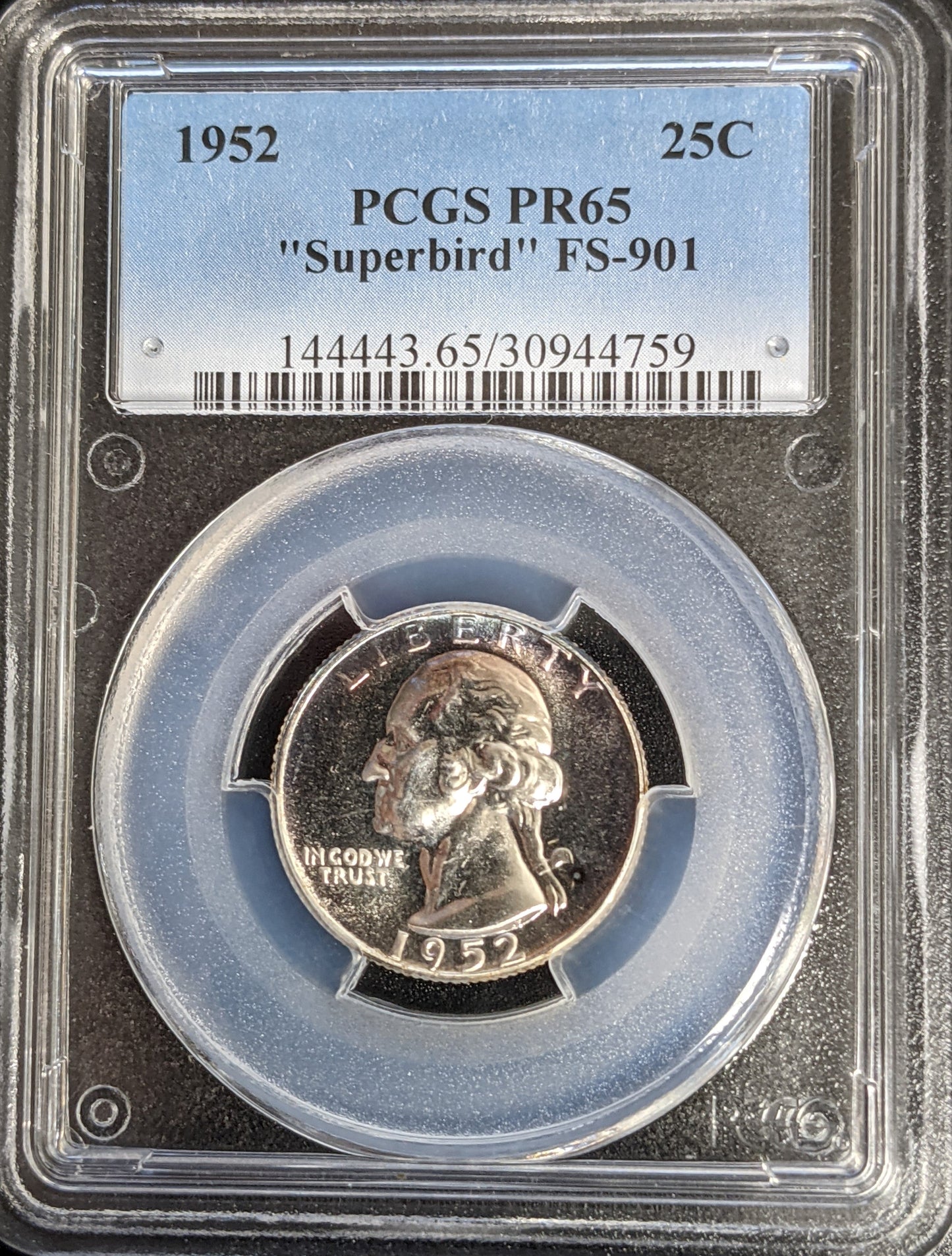 1952 Washington Silver Quarter - Superbird - PCGS PF65 - PROOF
