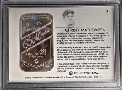 Baseball Greats Famous Cards 1 oz Silver - Christy Mathewson - 162 of 1909
